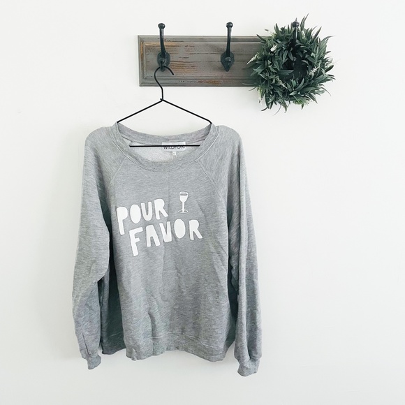 Wildfox Sweaters - NWT Wildfox Gray Pour Favor Sweatshirt L